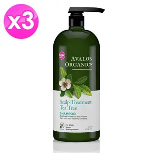 AVALON ORGANICS茶樹頭皮調理精油洗髮精(946ml/32oz) x3瓶