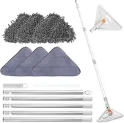 Wall Mop with Long Handle, Triangle Shaped 360° Roating Wall Cleaner, Microfi...