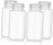 Zerodeko 4pcs Clear Plastic Bottles with Caps Laboratory Liquid Storage Containers Chemical Reagent Bottles Liquid Dispenser 250ml