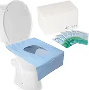 Toilet Seat Cover Disposable, 40 Pack XL Waterproof Covers Individually Wrapped for Adults and Kids Toddlers Potty Training Travel Accessories for Public Restrooms, Airplane