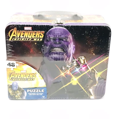 Marvel Lunch Box Avengers Infinity War w/ 48 pc Puzzle in All Tin- Thanos