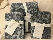 POTTERY BARN Sorrel Toile Jacquard FULL/QUEEN Duvet & 2 STD Shams NEW - Blue