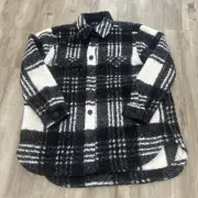 Super warm Brushed Black & White Check Shacket Button Up Size 16 New With Tags