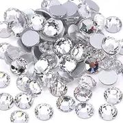 KXJHY 1440 Pieces Crystal Clear Hotfix Crystals, Clear Crystal Flat Back Brilliant Round Rhinestones Glass Stones Glitter Gems Transparent Faux Diamond (SS20 5MM)