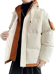 [JEShifangjiusu] Men's Thick Sports Jacket Waterproof Wind Jacket Rain Waterproof Ski Jacket, white, M