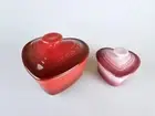 Le creuset miniature Ramekin d'Amour set Cherry Red & Pink Heart Shape Stoneware