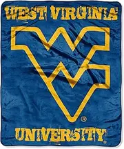 NCAA West Virginia Mountaineers Micro Plush Raschel Throw Blanket, Grunge Design