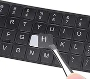 2PCS Universal English Keyboard Stickers with Tweezer, Keyboard Stickers Black Background with White Lettering, Keyboard Letters Replacement Sticker for PC Laptop Desktop Computer -English