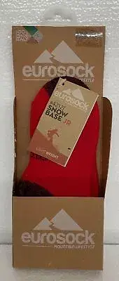 TODDLER KIDS EUROSOCK “SNOW BASE OTC” SKI SOCKS (RED/BLACK) 3XS SIZES 9-11