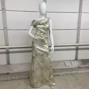 AIDAN MATTOX Asymmetric Neckline Gown Women's Size 2 Light Gold