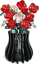 Wooden Vase Kit for Lego Roses Cherry Blossom Sunflower Tulips Daffodils Lotus Cute Flower Vase for Lego Bouquet Arrangement Home Decoration for Women Adults(Black)
