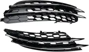 2PCS ABS Fog Light Lamp Grille Grill Cover 4G0807681,4G0807682 Compatible For Audi A6 C7 Sedan Standard Bunper Model 2012-2015(Chrome Line Standard)