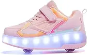 [YTFCstep] Unisex Roller Shoes Kids Sparkling Wheels Shoes Girls Light up Roller Skates Sneakers Boys Rechargeable Flashing Sneakers for Gift