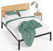 Zinus Paul Queen Bed Frame - Industrial Wood Headboard & Metal Platform Bed Furniture, Brown