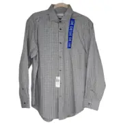 Calvin Klein Dress Shirt Men's Slim Fit Large Wrinkle Free Stretch L/S Plaid NEW