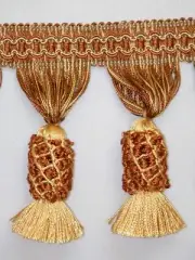 4" High-end Pineapple Tassel Fringe Trim Bronze Light Gold Per Yard