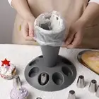 PP Piping Bags Rack with Base Pastry Bags Holder Piping Bag Stand Kitchen