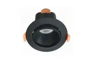 LED Downlight Fixed Dimmable 9W Gimbal Black Tri-CCT IP20 90mm PC