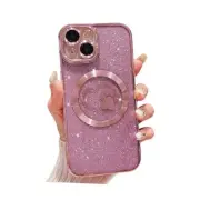 Compatible for iPhone 15 Case Glitter Clear Paw Love Heart [ Compatible Pink
