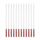12pcs Kebob Skewers 60cmx10mmx2mm Stainless Steel Flat Sticks with Wood Handle