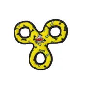 Tuffy Jr 3-Way Tug Interactive Play Dog Squeaker Toy Yellow Bones