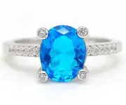 2CT Blue Topaz & Topaz 925 Solid Sterling Silver Ring Jewelry Sz 6 IB2-6