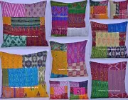 100 PC Wholesale Lot Kantha Work Cushion Cover Indian Silk Pillow Patchwork Sham