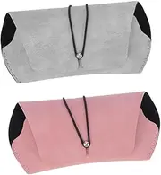 [Ipetboom] 2Pcs Leather Eyeglasses Case Portable Spectacles Protector Box for Travel Storage Stylish Grey Sunglasses Container for Standard Eyewear