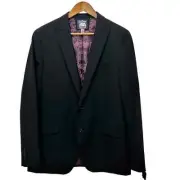 SAVILE ROW BRIXTON TWO BUTTON SKINNY FIT SUIT JACKET BLACK NWT MEN'S 42L