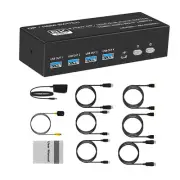 2 In 2 Out 8K 120Hz DP HDMI2.1 USB3.0 KVM Switcher 2x2 For 2 Computer 2 Monitor