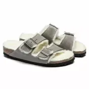 New in-Box Birkenstock Arizona Shearling Sandals Suede Stone Coin - Select Size