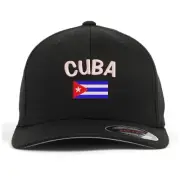 Cuba flag embroidered flexfit flex fit baseball cap, National flag cap