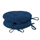 2x Round Dining Chair Seat Cushions Cotton Polyester Outdoor Dining 40cm Blue