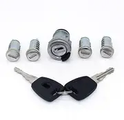 Szwaldaper 5pcs with GT15R Blade Keys Complete Set Ignition Door Trunk Lock Barrel Cylinder, for Fiat, for Alfa Romeo, for Fiat, Brava Doblo 1995-2010 Car Lock Cylinder Replacement