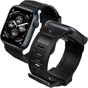 [Spigen] Rugged Watch Band for Apple Watch Series 10 42mm, 9/8/7 41mm, SE2/SE/6/5/4 40mm, 3/2/1 38mm, Lightweight Smart Lock Technology Adjustable Replacement Bands Smartwatch Strap Wristband - Black