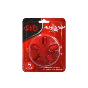 SAAS Tyre Valve Stem Caps Red 2 Groove Wheel Tire Covers - in a Pack of 5