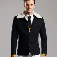 在飛比找樂天市場購物網優惠-毛呢外套 短款大衣-英倫修身紳士男風衣72e45【獨家進口】