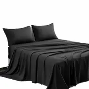 2000TC Cooling Bamboo Sheet Set Flat Fitted Sheet Set Pillowcases 5 Size Black