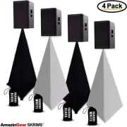 Amazin Gear Scrims, 3-Sided Speaker Stand Covers, 2 White 2 Black (4 Pack +Bags)