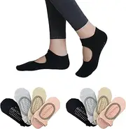 [Nikki and Max] Non-Slip Yoga Socks, 8 Pairs, Grip Pilates Socks for Women, Barefoot Workout, Pregnancy, Hospital (Standard, Multicolored), Multicolored