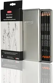 [Derwent] National Trust Graphic Pencils Set Of 12 In Tin, 3.5 mm Core, Premium Core Strength, Smooth Texture, For Drawing, Illustrating and Sketching, Professional Quality, 2306104