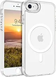 GUAGUA Magnetic Case for iPhone SE 2022/3rd/2020/2nd Gen [Compatible with MagSafe] Anti-Fingerprint Translucent Matte Slim Shockproof Protective Phone Case for iPhone SE/8/7 4.7-Inch,Frosted White