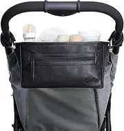 Itzy Ritzy Adjustable Stroller Caddy and Organizer Bag Featuring Front Zippered Pocket, 2 Built-in Interior Pockets & Adjustable Straps to Fit Nearly Any Stroller (Black)
