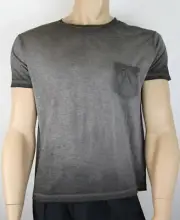 $450 Saint Laurent Men's Grey Dyed Fine Knit Cotton Fitted T-shirt 375900 1450