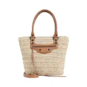 [Balenciaga] Balenciaga-Natural Beige Raffia Le City Basket Shoulder Bag-Donna OS OS