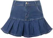 [Generic] Women's Slim A-line Pleated Ruffle Short Mini Denim Skirts