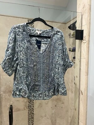 Lucky Brand Women's Peasant Top Blue Size Medium New Blue Nwt