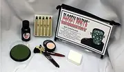 Bloody Mary Frankenstein Monster Makeup Kit By - Special Effects Halloween Costume Decoration - Professional Foundation Makeup, FX Blood, 5 Crayons, Setting Powder, 4 Brushes, Sponge & Zippered Case