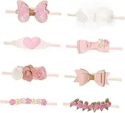 ANDRESLAD 8Pcs Flower Headbands No Trace Bow Hairband Comfortable Hair Bows for Special Occasions Accessories for and Memories