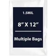 1.5Mil 8" X 12" | LDPE Clear Flat Poly Bags, Flexible & Durable | Multiple Bags